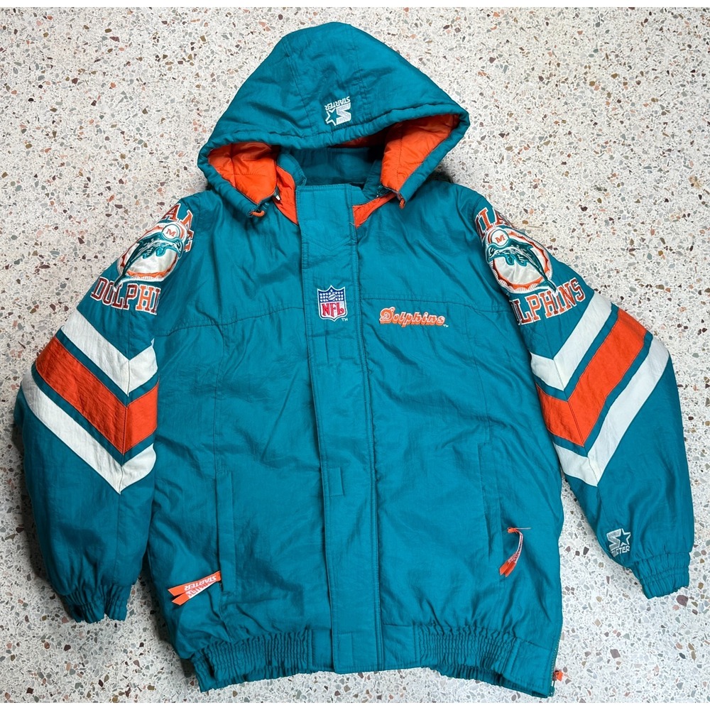 Starter Pro Line Vtg NFL Miami Dolphins Embroidered‎ Full Zip Jacket Size Medium